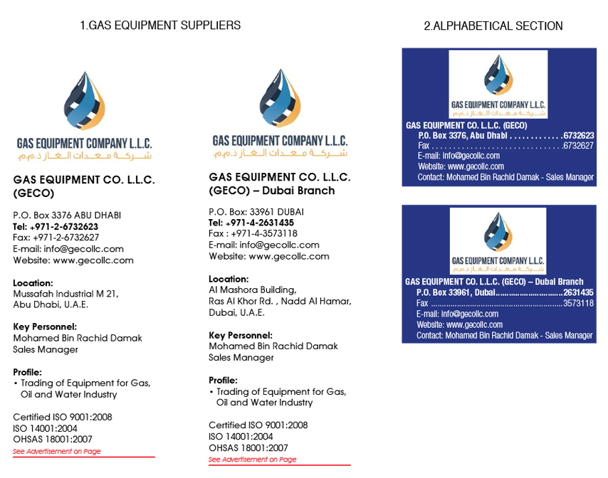 Gas Equipment Co Llc Geco Abu Dhabi Abu Dhabi United Arab Emirates Oil Gas Directory